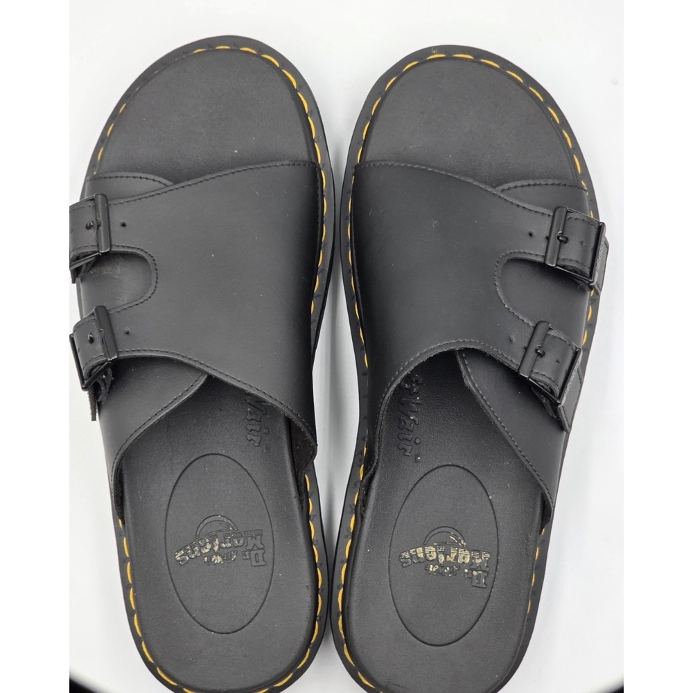 Dr Martens Dax Mens 12 Black Leather Sandals Slides EU 46 UK 11 - Picture 7 of 10
